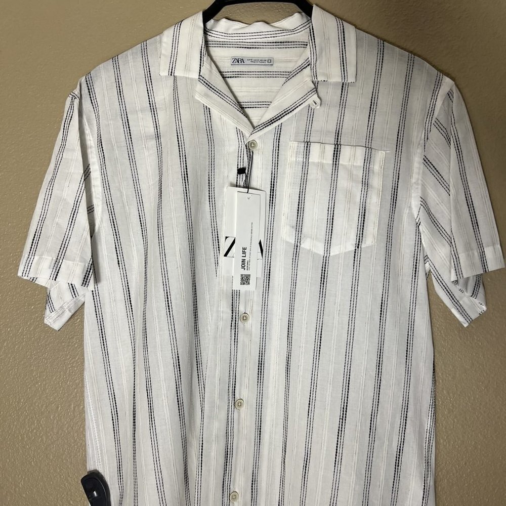 NWT ZARA TOPSTITCHED STRIPED SHIRT 3562/309